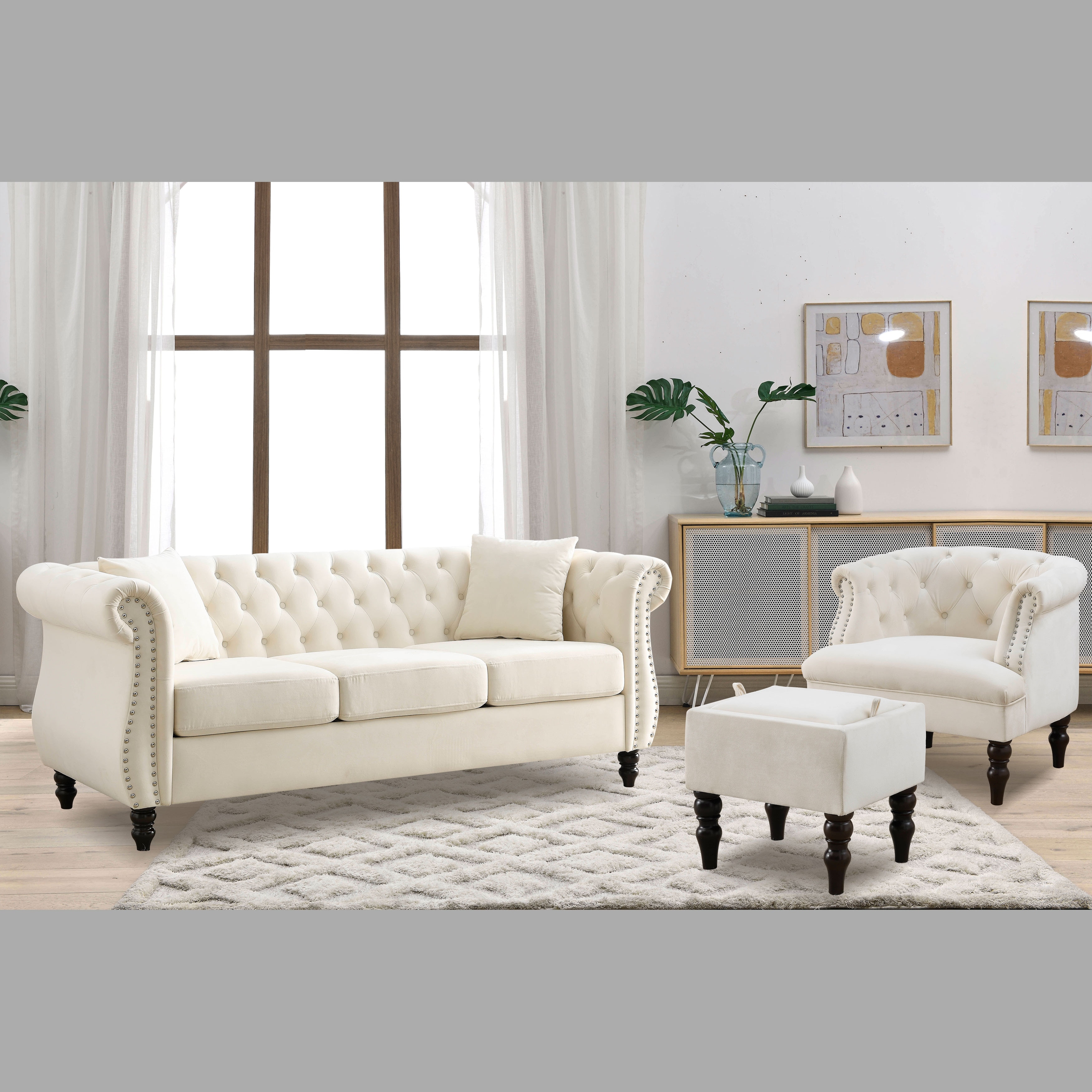 Beige sales chesterfield chair